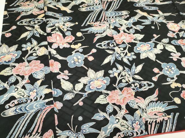 平和屋着物■上質な小紋　流水飛蝶花文　黒地　正絹　逸品　CABK1172ou