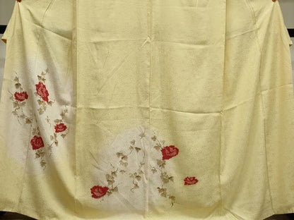 平和屋着物■訪問着　手描き　絞り　草花文　暈し染め　金彩　正絹　逸品　CABK1173ou