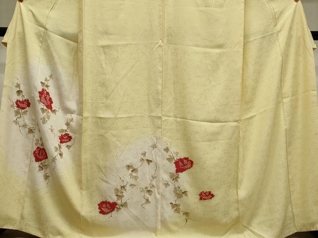 平和屋着物■訪問着　手描き　絞り　草花文　暈し染め　金彩　正絹　逸品　CABK1173ou