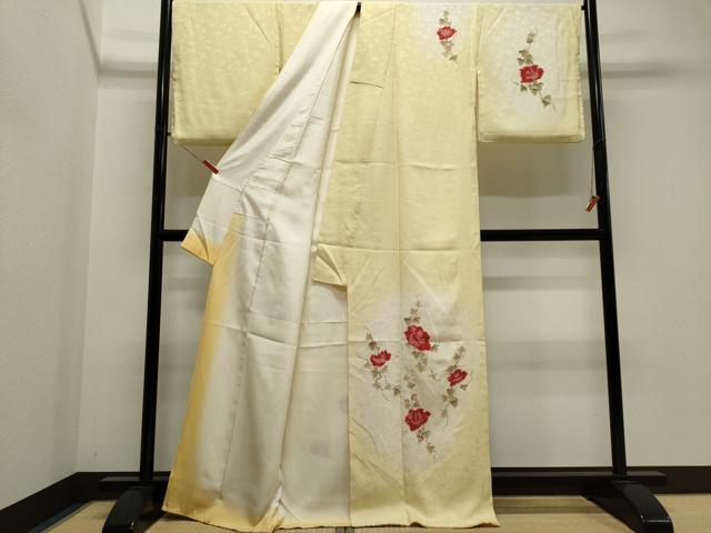 平和屋着物■訪問着　手描き　絞り　草花文　暈し染め　金彩　正絹　逸品　CABK1173ou