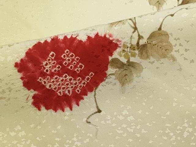 平和屋着物■訪問着　手描き　絞り　草花文　暈し染め　金彩　正絹　逸品　CABK1173ou