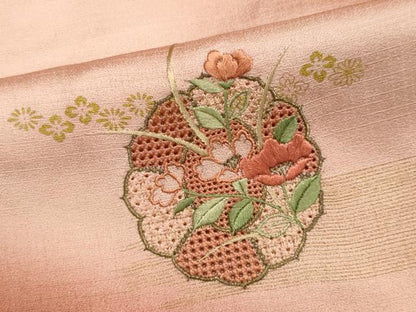 平和屋着物■訪問着　中国三大刺繍　スワトウ刺繍　絵皿花文　金彩　正絹　逸品　CABK1175ou