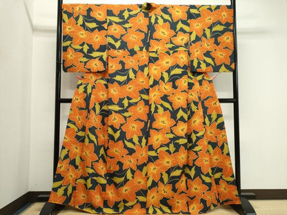 平和屋着物■上質な小紋　草花文　正絹　逸品　CABK1177ou