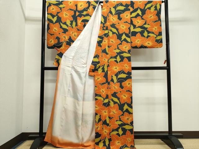 平和屋着物■上質な小紋　草花文　正絹　逸品　CABK1177ou