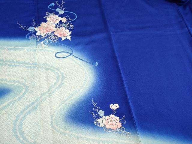 平和屋着物■訪問着　駒刺繍　絞り　流水草花文　暈し染め　銀彩　やまと誂製　正絹　逸品　CABK1179ou
