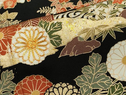 平和屋着物■豪華黒留袖　駒刺繍　風景文　金銀彩　正絹　逸品　CABK1184ou