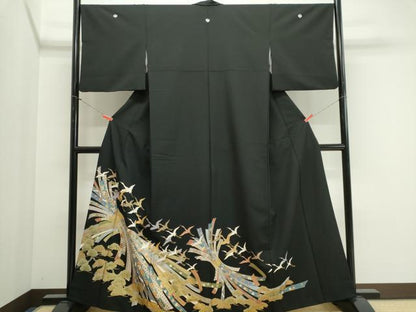 平和屋着物■豪華黒留袖　束ね熨斗飛鶴松文　金彩　正絹　逸品　CABK1185ou