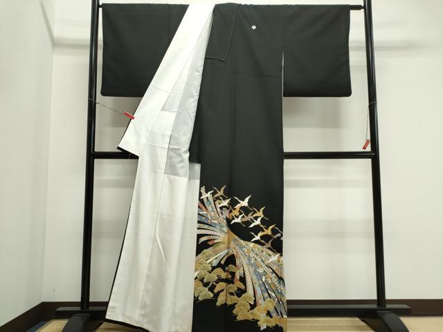 平和屋着物■豪華黒留袖　束ね熨斗飛鶴松文　金彩　正絹　逸品　CABK1185ou