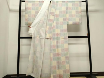 平和屋着物＊夏物　小紋　絽　幾何学文　正絹　逸品　CABK1190ou