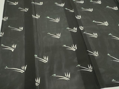 平和屋着物＊夏物　小紋　絽　草木文　黒地　正絹　逸品　CABK1191ou