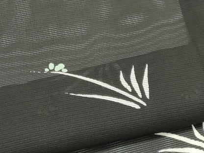 平和屋着物＊夏物　小紋　絽　草木文　黒地　正絹　逸品　CABK1191ou
