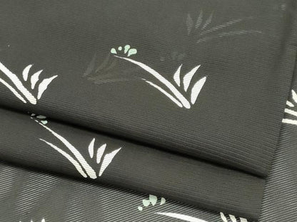 平和屋着物＊夏物　小紋　絽　草木文　黒地　正絹　逸品　CABK1191ou