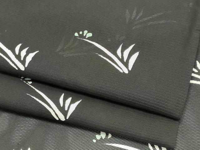平和屋着物＊夏物　小紋　絽　草木文　黒地　正絹　逸品　CABK1191ou