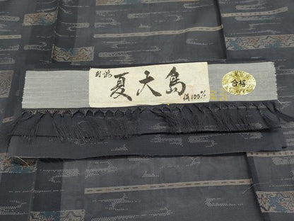 平和屋着物＊夏物　本場大島紬　夏大島　横段草花文　証紙付き　正絹　逸品　未使用　CABK1194ou