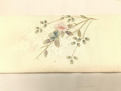 平和屋着物＊夏物　九寸名古屋帯　刺繍　枝花文　金彩　正絹　逸品　CABK1202fb
