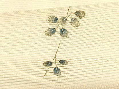 平和屋着物＊夏物　九寸名古屋帯　刺繍　枝花文　金彩　正絹　逸品　CABK1202fb