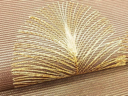 平和屋着物＊夏物　九寸名古屋帯　駒刺繍　総刺繍　松葉文　金糸　正絹　逸品　CABK1203fb