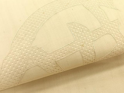 平和屋着物＊夏物　九寸名古屋帯　刺繍　籬文　正絹　逸品　CABK1205fb