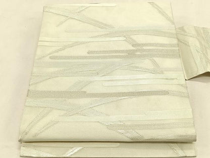 平和屋着物＊夏物　九寸名古屋帯　芝草エ霞文　銀糸　正絹　逸品　CABK1207fb
