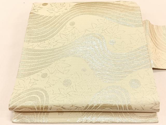 平和屋着物＊夏物　西陣　川島織物　九寸名古屋帯　竜田川　銀糸　正絹　逸品　CABK1208fb