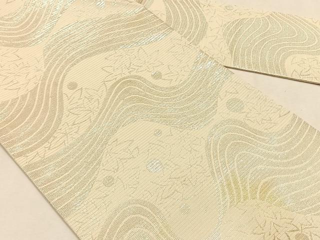 平和屋着物＊夏物　西陣　川島織物　九寸名古屋帯　竜田川　銀糸　正絹　逸品　CABK1208fb