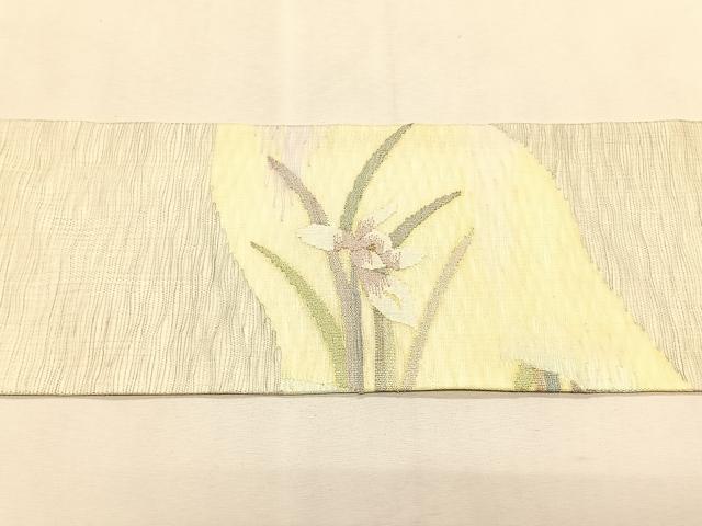 平和屋着物＊夏物　九寸名古屋帯　すくい織　草花文　金銀糸　正絹　逸品　CABK1209fb