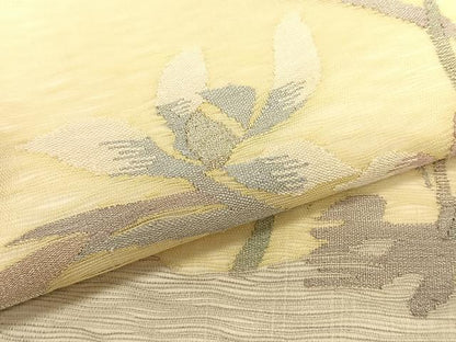 平和屋着物＊夏物　九寸名古屋帯　すくい織　草花文　金銀糸　正絹　逸品　CABK1209fb