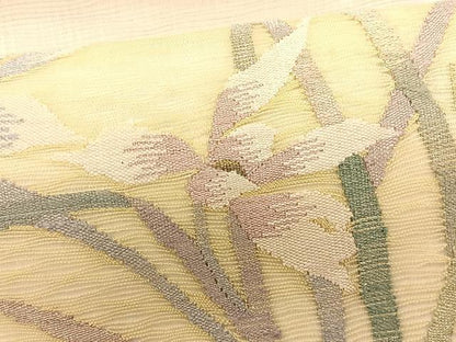 平和屋着物＊夏物　九寸名古屋帯　すくい織　草花文　金銀糸　正絹　逸品　CABK1209fb