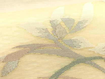 平和屋着物＊夏物　九寸名古屋帯　すくい織　草花文　金銀糸　正絹　逸品　CABK1209fb