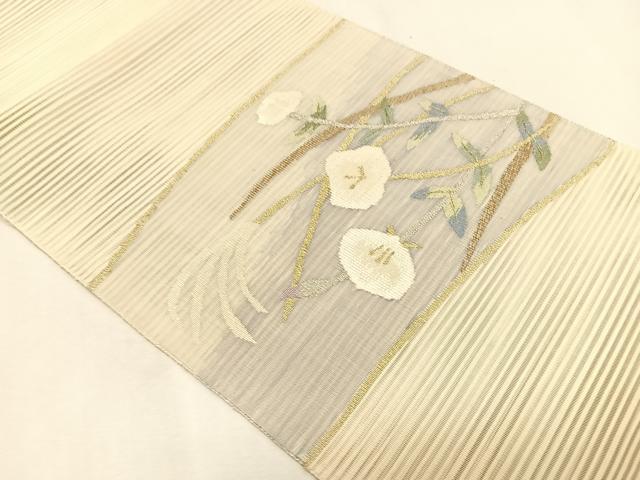 平和屋着物＊夏物　九寸名古屋帯　絽綴れ　枝花文　金銀糸　正絹　逸品　CABK1211fb