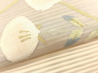 平和屋着物＊夏物　九寸名古屋帯　絽綴れ　枝花文　金銀糸　正絹　逸品　CABK1211fb