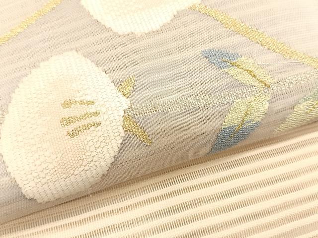 平和屋着物＊夏物　九寸名古屋帯　絽綴れ　枝花文　金銀糸　正絹　逸品　CABK1211fb