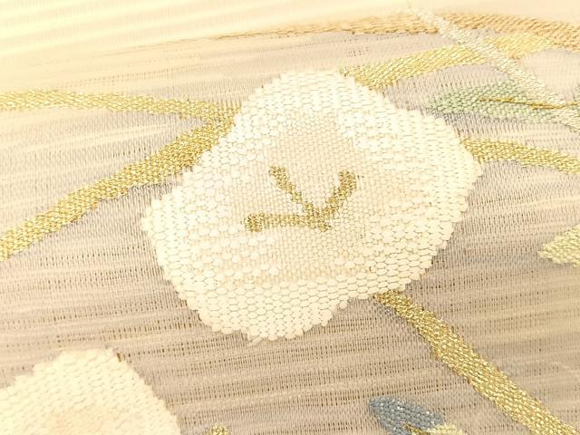 平和屋着物＊夏物　九寸名古屋帯　絽綴れ　枝花文　金銀糸　正絹　逸品　CABK1211fb