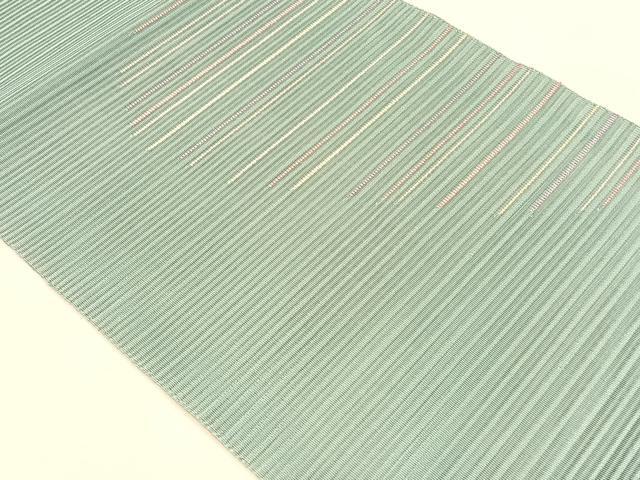 平和屋着物＊夏物　八寸名古屋帯　絽綴れ　横段文　銀糸　正絹　逸品　CABK1213fb