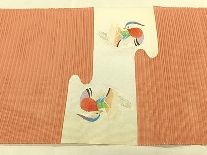 平和屋着物＊夏物　八寸名古屋帯　絽綴れ　鴛鴦文　金銀糸　正絹　逸品　CABK1214fb