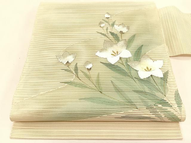 平和屋着物＊夏物　八寸名古屋帯　作家物　絽綴れ　桔梗　金銀彩　正絹　逸品　CABK1215fb