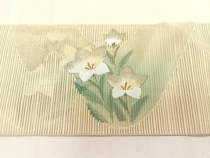 平和屋着物＊夏物　八寸名古屋帯　作家物　絽綴れ　桔梗　金銀彩　正絹　逸品　CABK1215fb