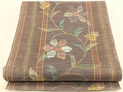 平和屋着物＊夏物　1854年創業　帯屋捨松　八寸名古屋帯　花唐草文　正絹　逸品　CABK1216fb