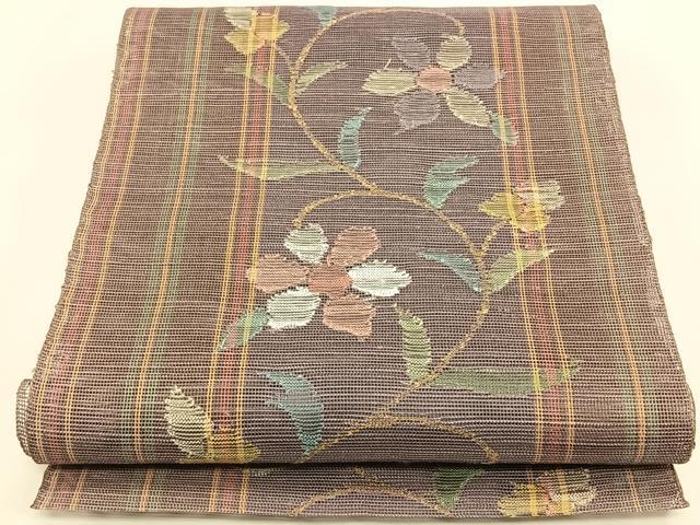 平和屋着物＊夏物　1854年創業　帯屋捨松　八寸名古屋帯　花唐草文　正絹　逸品　CABK1216fb