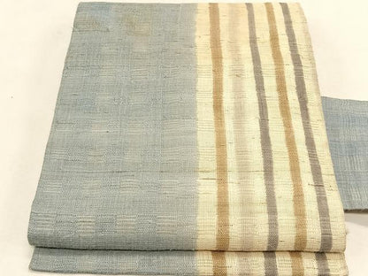平和屋着物＊夏物　九寸名古屋帯　花倉織　間道　麻　逸品　CABK1217fb