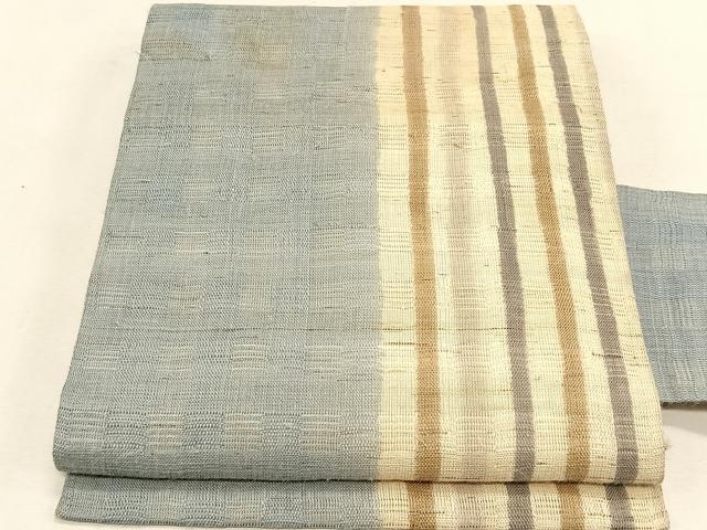 平和屋着物＊夏物　九寸名古屋帯　花倉織　間道　麻　逸品　CABK1217fb