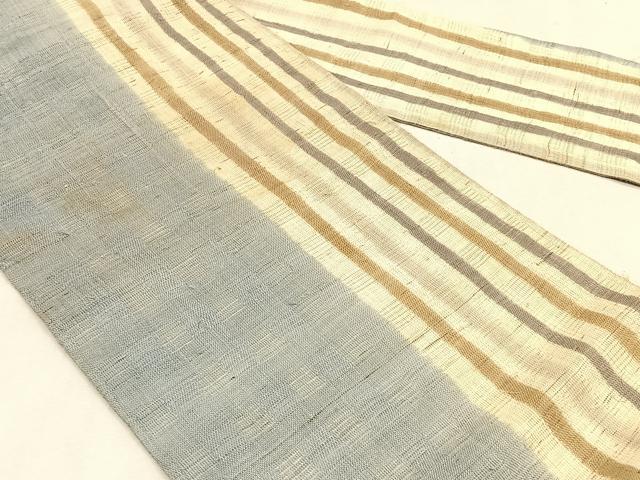 平和屋着物＊夏物　九寸名古屋帯　花倉織　間道　麻　逸品　CABK1217fb
