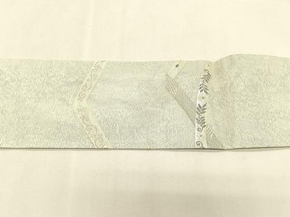 平和屋着物＊夏物　九寸名古屋帯　立波花唐草文　銀糸　正絹　逸品　CABK1218fb