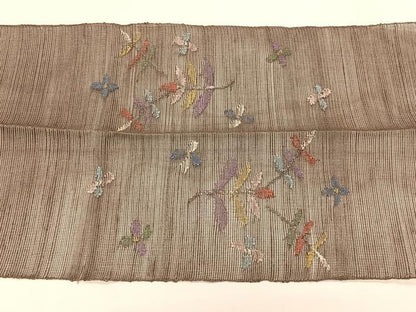 平和屋着物＊夏物　1854年創業　帯屋捨松　八寸名古屋帯　枝葉文　正絹　逸品　CABK1219fb