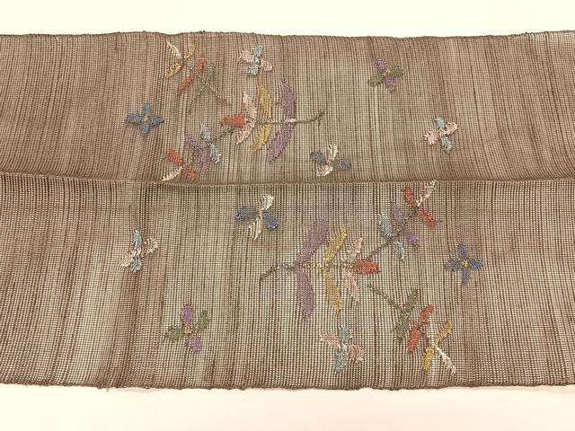 平和屋着物＊夏物　1854年創業　帯屋捨松　八寸名古屋帯　枝葉文　正絹　逸品　CABK1219fb
