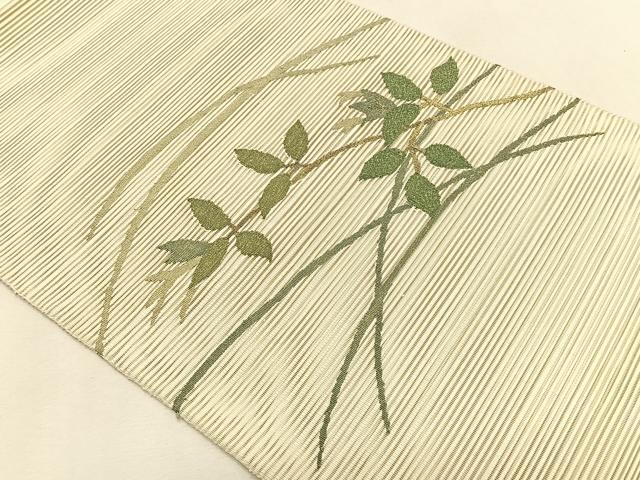 平和屋着物＊夏物　八寸名古屋帯　絽綴れ　枝葉文　金糸　正絹　逸品　CABK1220fb