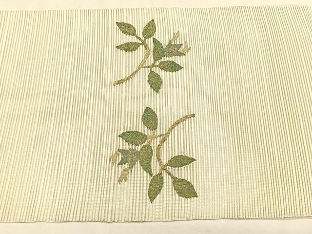 平和屋着物＊夏物　八寸名古屋帯　絽綴れ　枝葉文　金糸　正絹　逸品　CABK1220fb