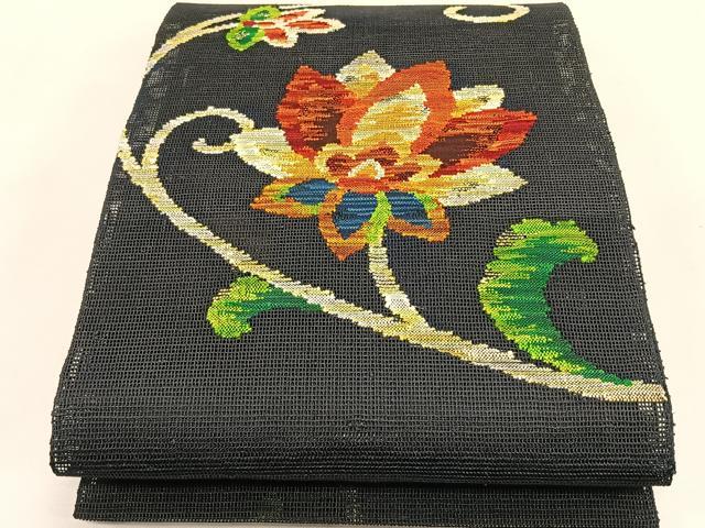 平和屋着物＊夏物　八寸名古屋帯　更紗花唐草文　正絹　逸品　CABK1221fb