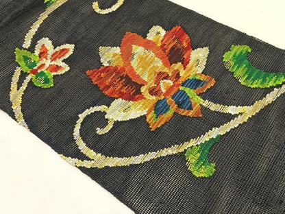 平和屋着物＊夏物　八寸名古屋帯　更紗花唐草文　正絹　逸品　CABK1221fb