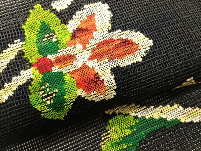 平和屋着物＊夏物　八寸名古屋帯　更紗花唐草文　正絹　逸品　CABK1221fb